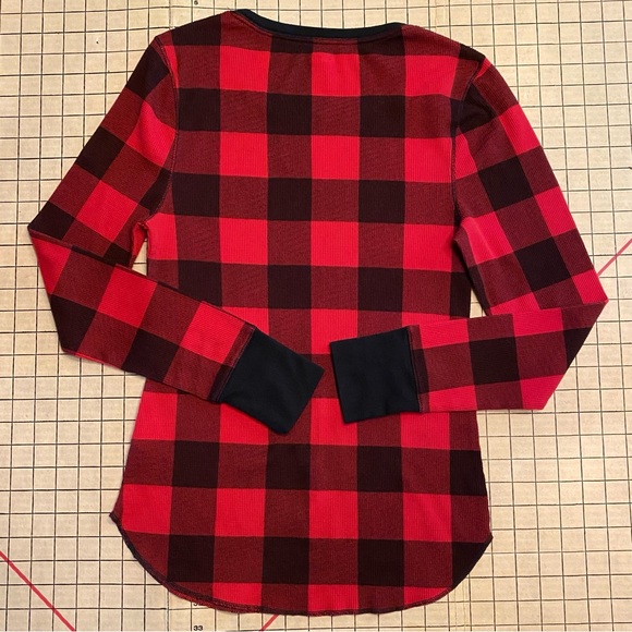 Old Navy, size L, buffalo plaid waffle knit long sleeve top - Picture 2 of 4